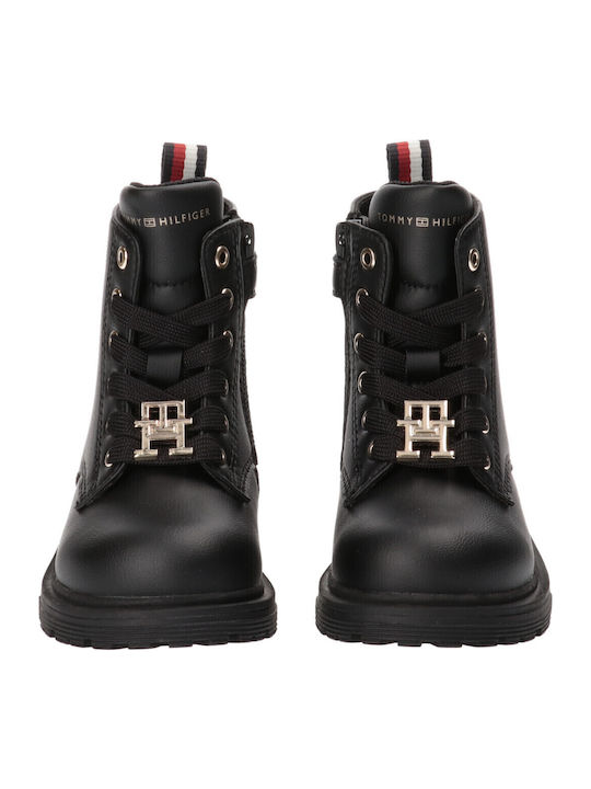 Kinderstiefel mit Schnürsenkeln Schwarz