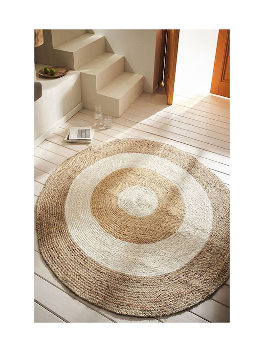 Gofis Home Spirit Χαλί Στρογγυλό Καλοκαιρινό από Γιούτα Μπεζ Φ150cm