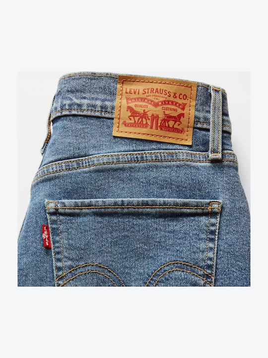 High Waist Women's Jean Trousers in Loose Fit Medium Aged Denim