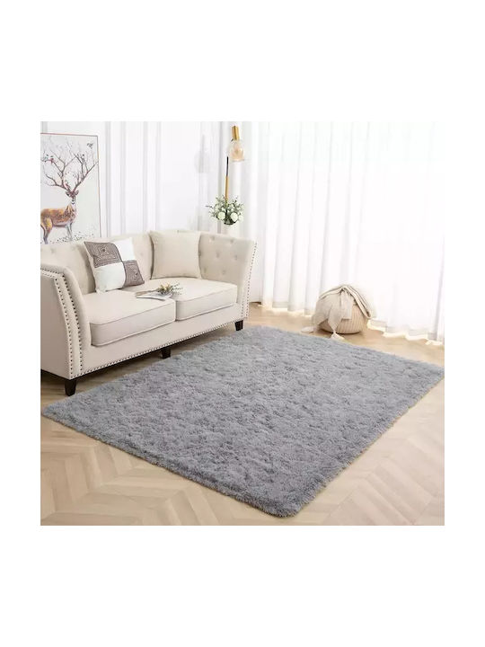 Rug Rectangular Shaggy Gray