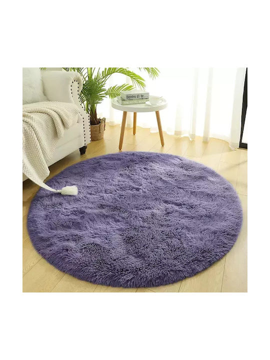 Rug Round Shaggy Gray