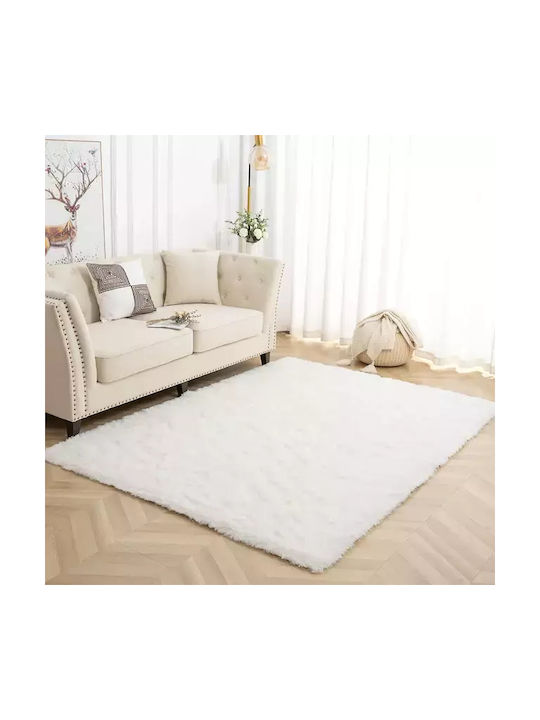 Rug Rectangular Shaggy White