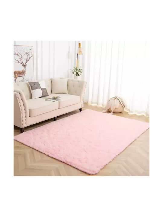 Rug Rectangular Shaggy Pink