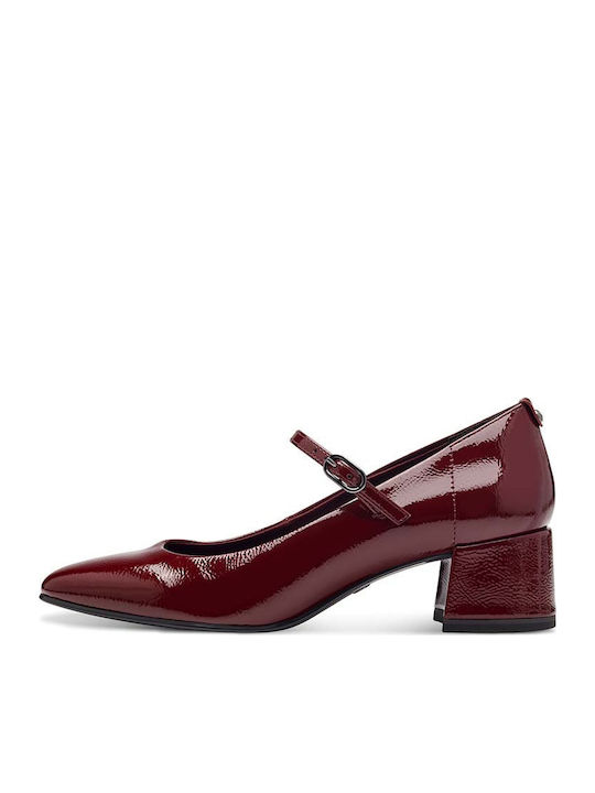 Heels with Strap & Low Heel Burgundy