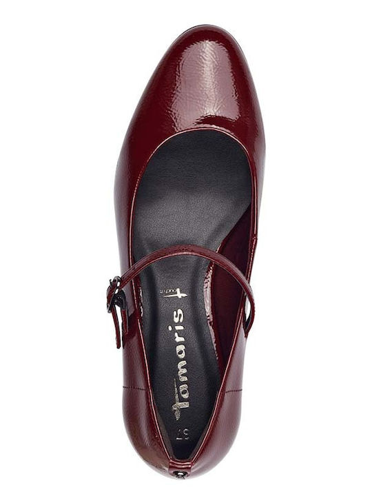 Heels with Strap & Low Heel Burgundy