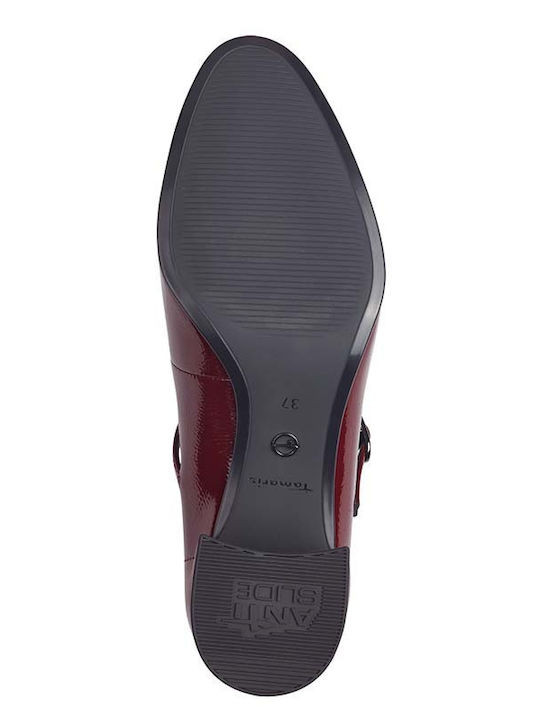 Heels with Strap & Low Heel Burgundy