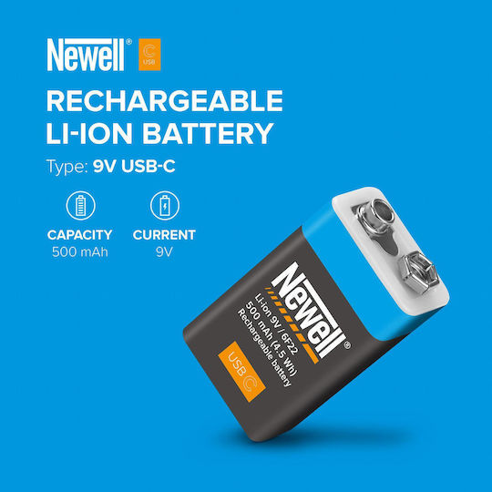 Newell Επαναφορτιζόμενη Μπαταρία 9V Li-ion 500mAh 1τμχ
