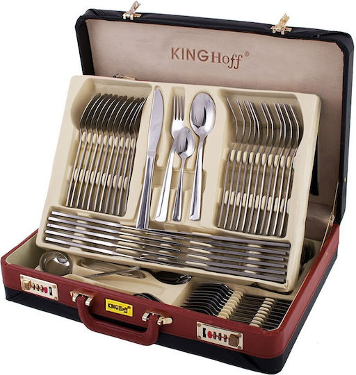 KING Hoff Besteckset Silber 72Stück mit Koffer