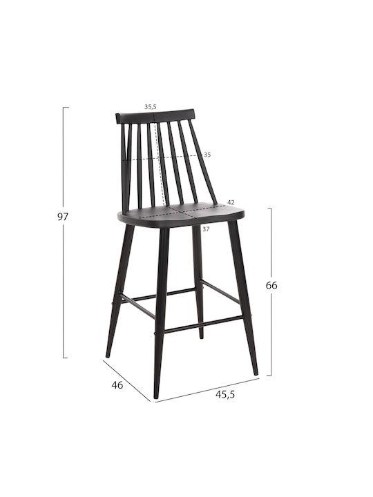 Stool Bar with Backrest made of Polypropylene Vanessa Black 2pcs 43x45x97cm