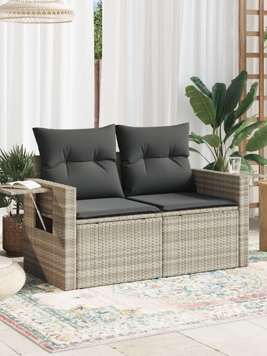 Διθέσιος Καναπές Εξωτερικού Χώρου Rattan με Μαξιλάρια 110x55cm