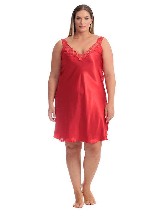 Jasmin Summer Satin Women's Nightdress Red