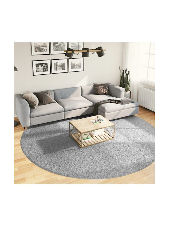 vidaXL Rug Round Shaggy Grey