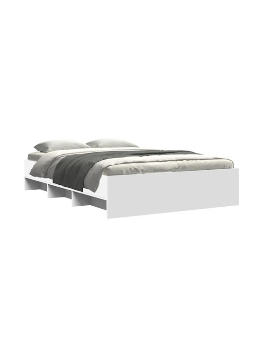 Cadru de pat Vidaxl alb 120x200cm din lemn prelucrat 1 bucata albă singură