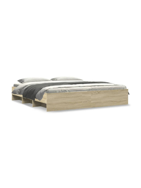 Rama de pat Vidaxl Sonoma Oak 180x200cm Lemn prelucrat 1 piesă Dublu Maro