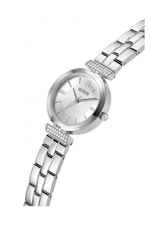 Guess Array Γυναικείο Ρολόι 28mm Μπαταρίας με Ασημί Μεταλλικό Μπρασελέ