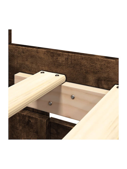 King Size Holzbett Braun mit Lattenrost für Matratze 180x200cm