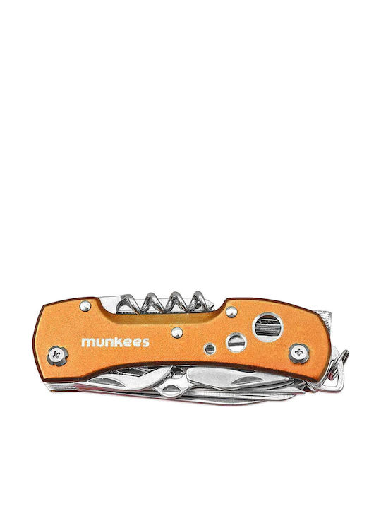 Munkees Keychain Opener Pocket Knife Metallic with LED Eye Orange