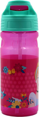 Gim Princess Sticlă pentru Copii Plastic cu Pai Fuchsia 500ml