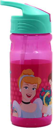 Gim Princess Παιδικό Παγούρι Disney Princess Πλαστικό με Καλαμάκι Φούξια 500ml