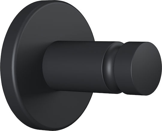 Tesa Single Wall-Mounted Bathroom Hook Black