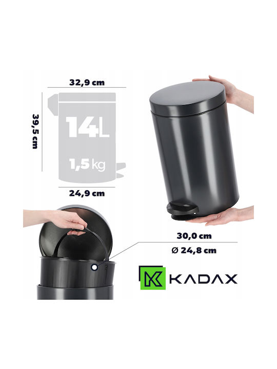 Kadax Kadax Waste Bin from Inox Steel with Pedal Black 14lt