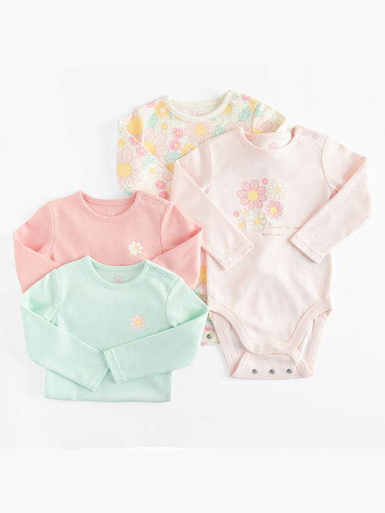 Cool Club Baby Bodysuit Set Long-Sleeved Pink 4pcs