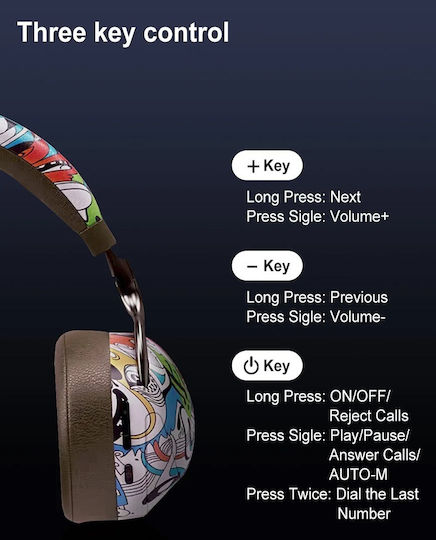 VJ086 Wireless / Wired On Ear Headphones with Radio with 8 hours of Operation Black