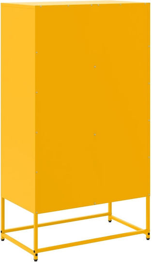 Wand Wohnzimmer Vitrine aus Metall mit Glas Weiß 68.5x38.5x107cm