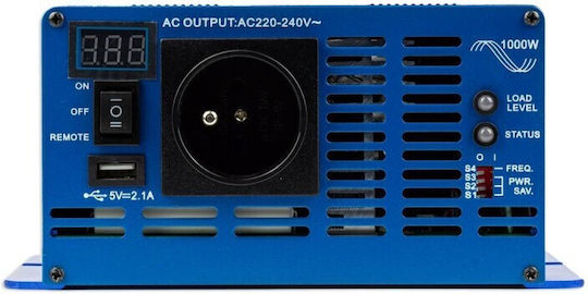 Volt Polska Inverter Αυτοκινήτου Καθαρού Ημιτόνου 1000W για Μετατροπή 12V DC σε 220V AC
