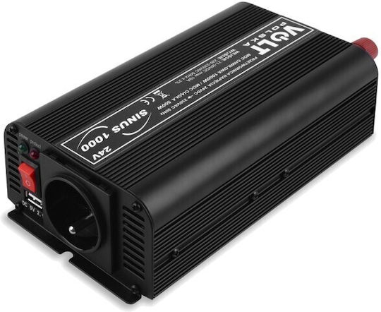 Volt Polska Car Inverter Pure Sinewave 500W to Converter 24V DC in 230V AC