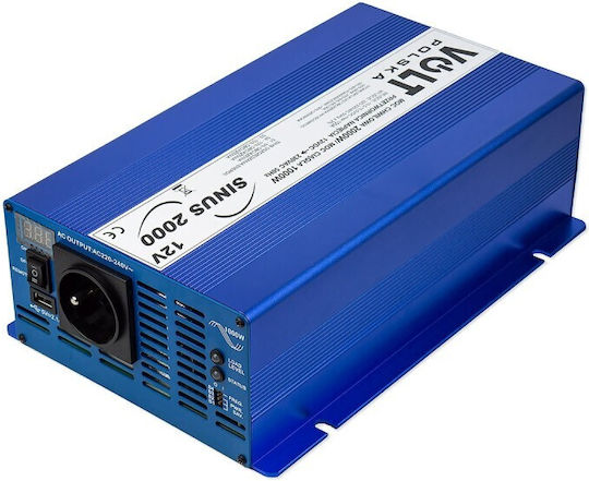 Volt Polska Inverter Αυτοκινήτου Καθαρού Ημιτόνου 1000W για Μετατροπή 12V DC σε 220V AC