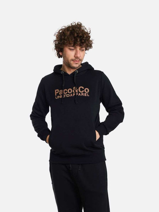 Paco & Co Herren Sweatshirt mit Kapuze Schwarz