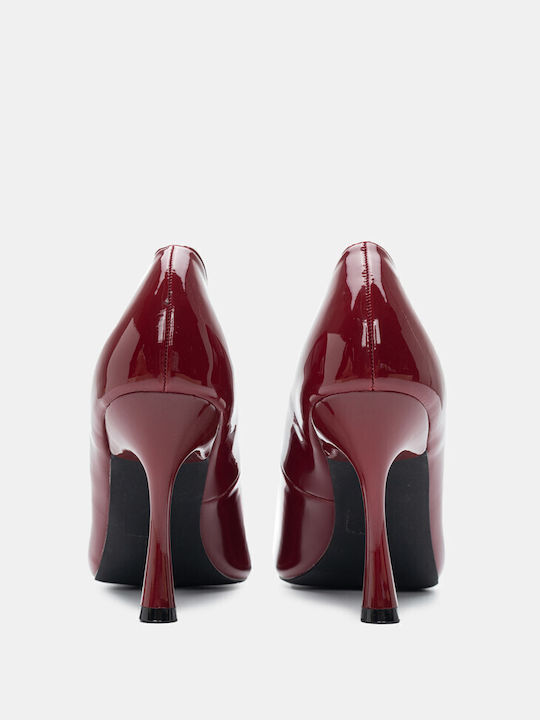 Luigi Patent Leather Pointed Toe Burgundy High Heels