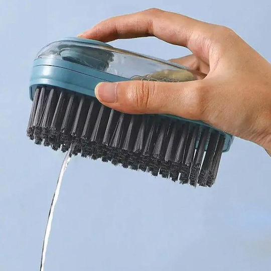 Plastic Cleaning Brush with Handle Blue
