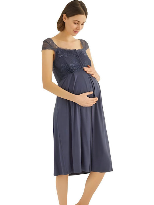Monamise Nachthemd Schwangerschaft & Stillen Blau Monamise Nachthemd Schwangerschaft & Stillen Blau