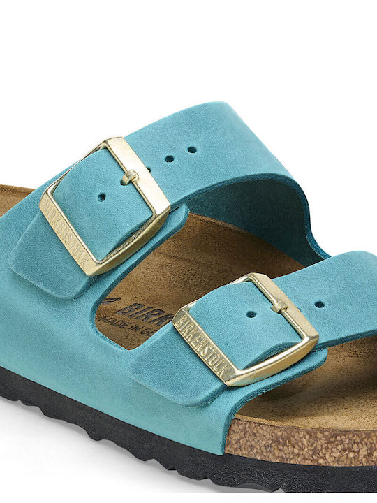 Birkenstock Leather Women's Sandals Light Blue
