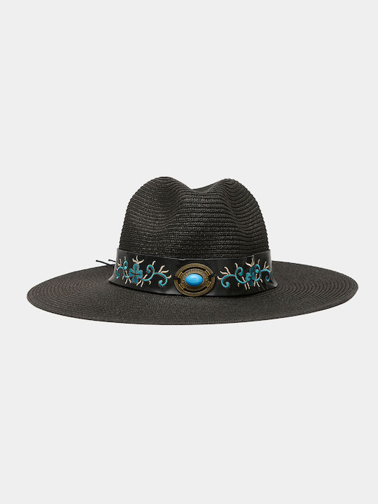 Interhat Γυναικείο Ψάθινο Καπέλο Panama Μαύρο