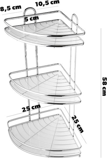 Kadax Corner Floor Bathroom Shelf Metallic Silver