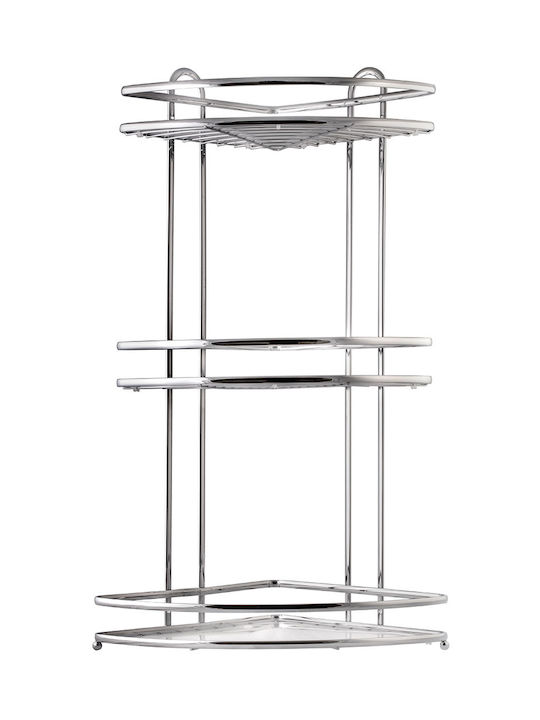 Kadax Corner Floor Bathroom Shelf Metallic Silver