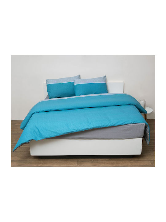 Anna Riska Bettdecken-Set Großes Doppelbett 220x240cm 5010 Petrol Blau 3Stück