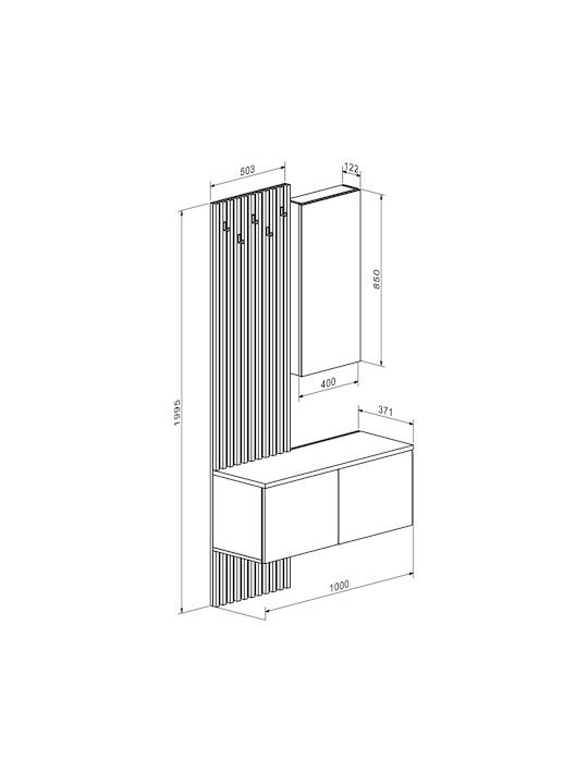 Entry Furniture White/silver 100x37x199.5cm