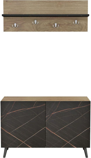 Delphine Entry Furniture with Hanger & Shoe Rack Black Velvet-Black Metal 80x31.3x41cm