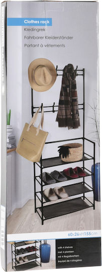 Entry Furniture with Hanger & Shoe Rack Black Velvet-Black Metal 60x26x155cm