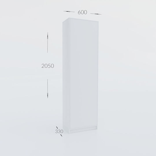 Sara Μονόφυλλη Ντουλάπα 60x33x205cm Γκρι