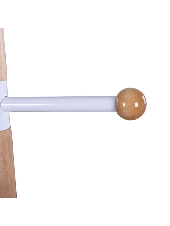 HomeMarkt Metallic Coat Rack White/ Natural 6 Positions Mercury 37x37x176cm