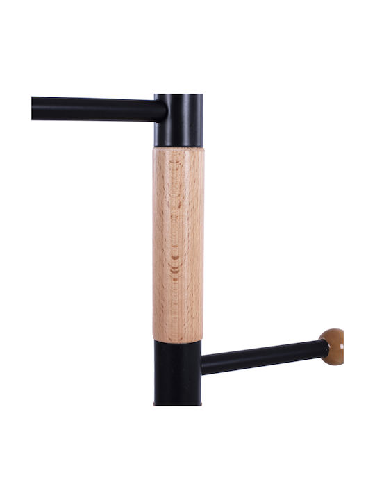 HomeMarkt Metallic Coat Rack Black 5 Positions with Marble Base Mercury 37x37x176cm