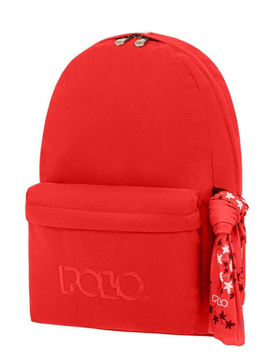 Polo Schulranzen Rucksack für Junior High-High School mit Flaschenhalter Rote 20lt 30 x 21 x 42cm 2024