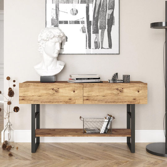Viana Wooden Console Table Atlantic Pine/black L139xW43xH76cm