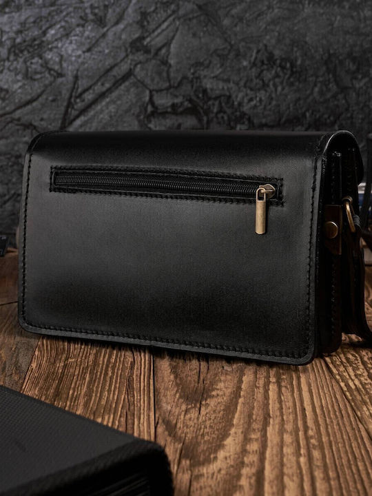 Leder Herrentasche Geldbörse Schwarz