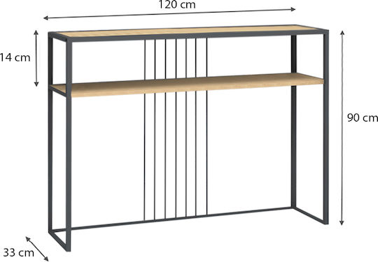 Kary Κονσόλα Ξύλινη Oak Μ120xΠ33xΥ90εκ.